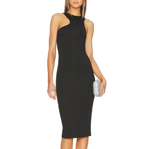 Revolve Superdown Darla Black Midi Dress XS  Bodycon Asymmetrical Sleeveless NEW